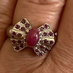 STERLING SILVER 925 RED RUBY RING SIZE US 7.5​​